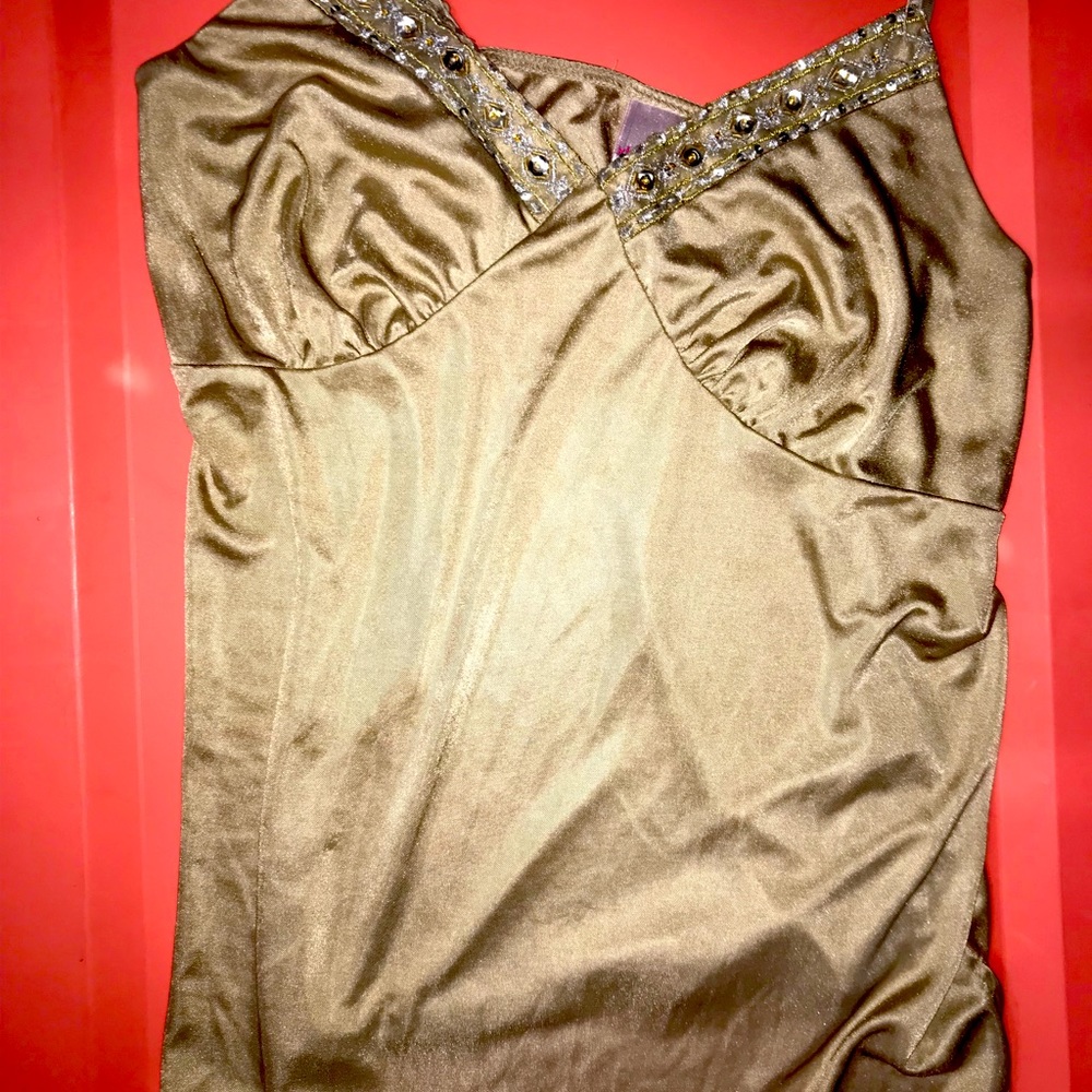 Xhilaration womens large silk tan color tank top